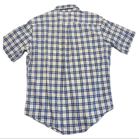 Nautica Blue Yellow Plaid Dress Shirt Size Large Casual Short Sleeved Business - Picture 5 of 10